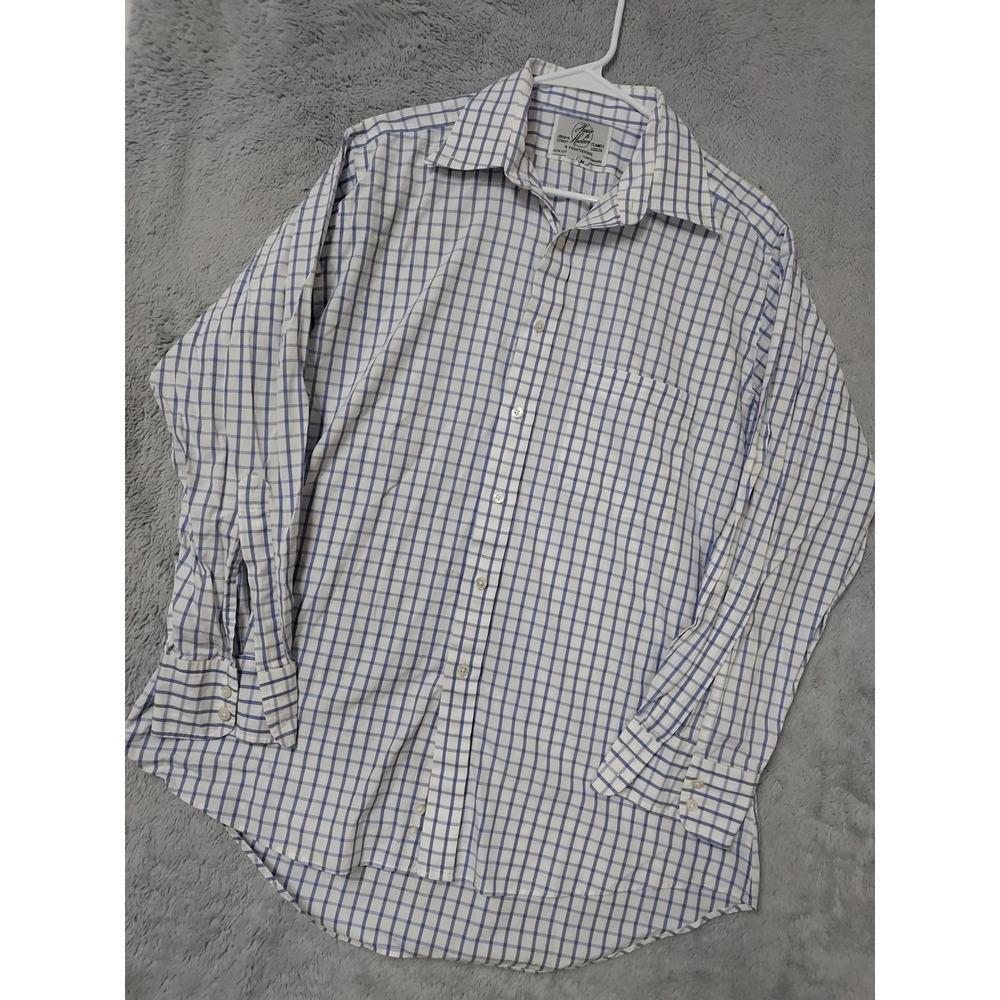 Harvie Hudson Shirt Mens Medium Check Cotton Long Sleeve Button Down Blue 16.5